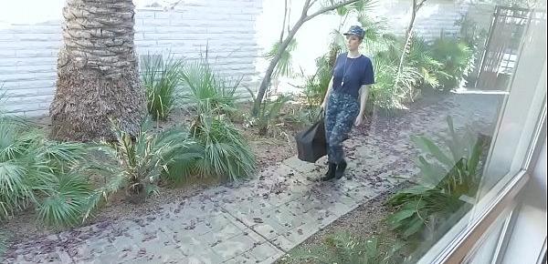  Bored military wife crawls over and blowjob her stepsons large boner